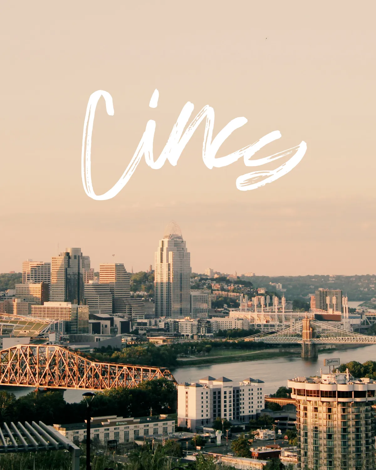 Cincinnati skyline and Ohio River bridges representing the Cincinnati Bathroom Remodel service area