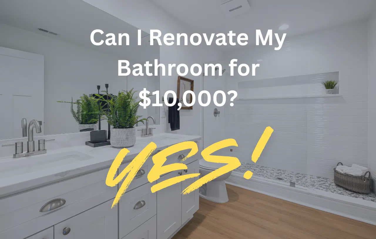 Modern budget-friendly bathroom renovation with updated vanity, tile flooring, and bright lighting — example of a $10,000 remodel in a Cincinnati, OH home.